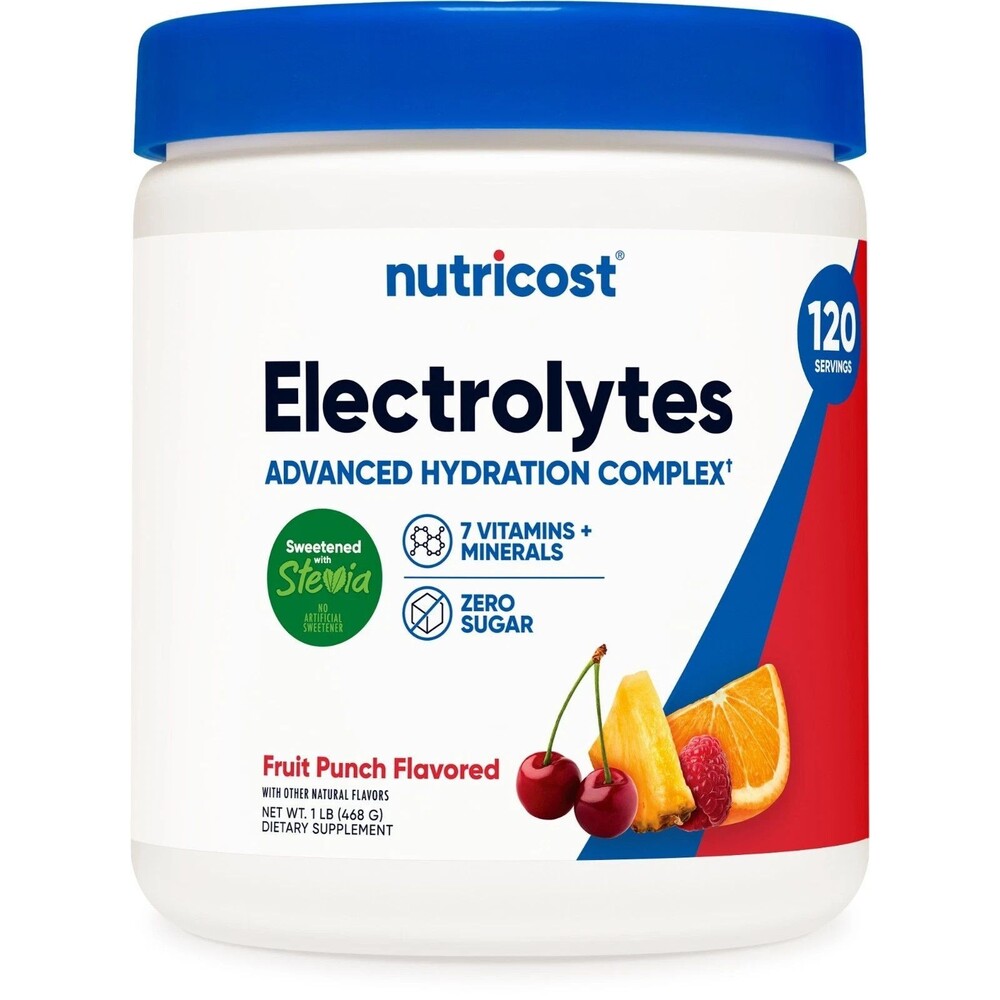 Nutricost Electrolyte Complex Drink Mix Powder (Fruit Punch) 120 Servings